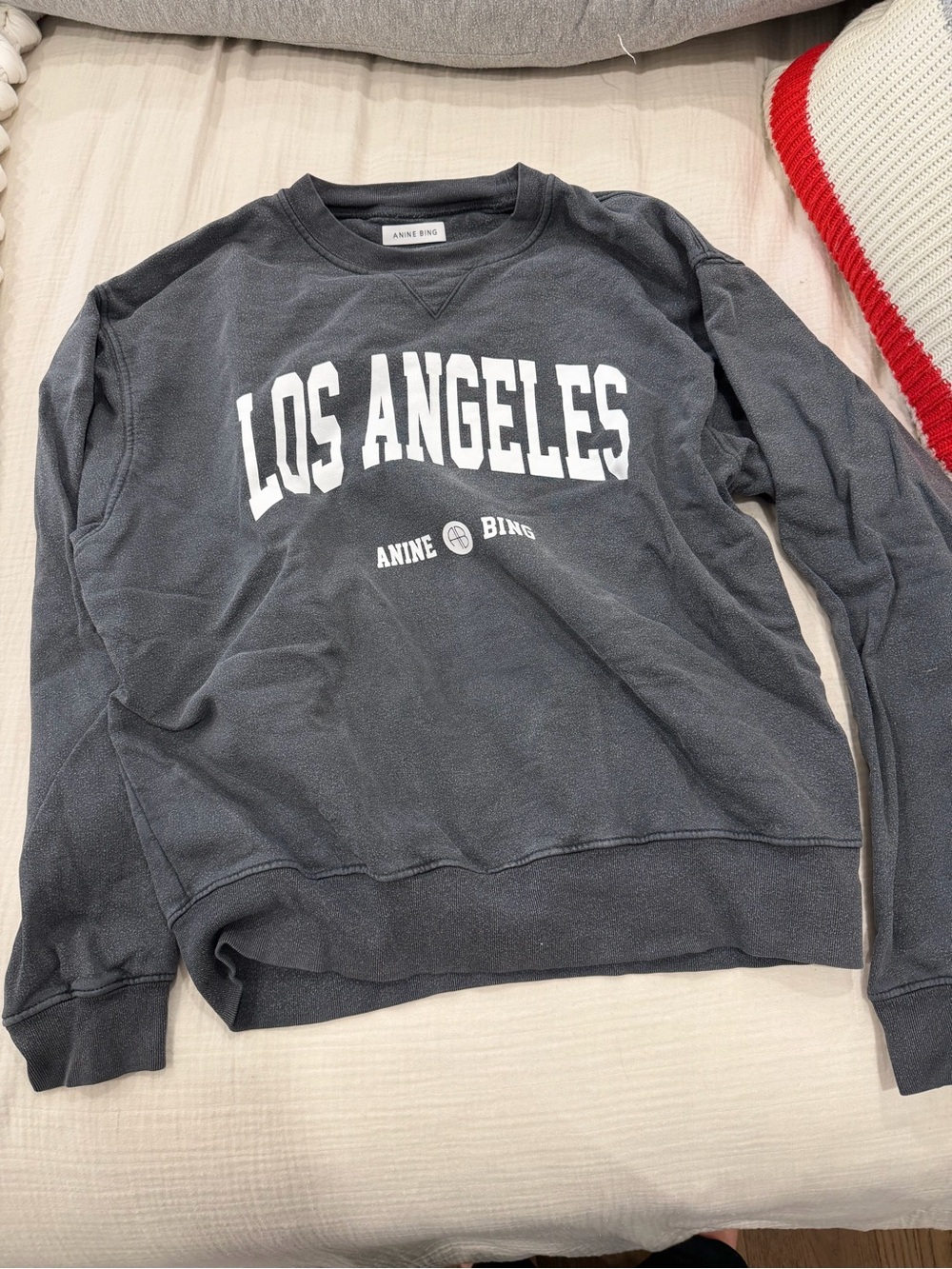 Anine Bing Charcoal Gray 'Los Angeles' Crewneck Sweatshirt